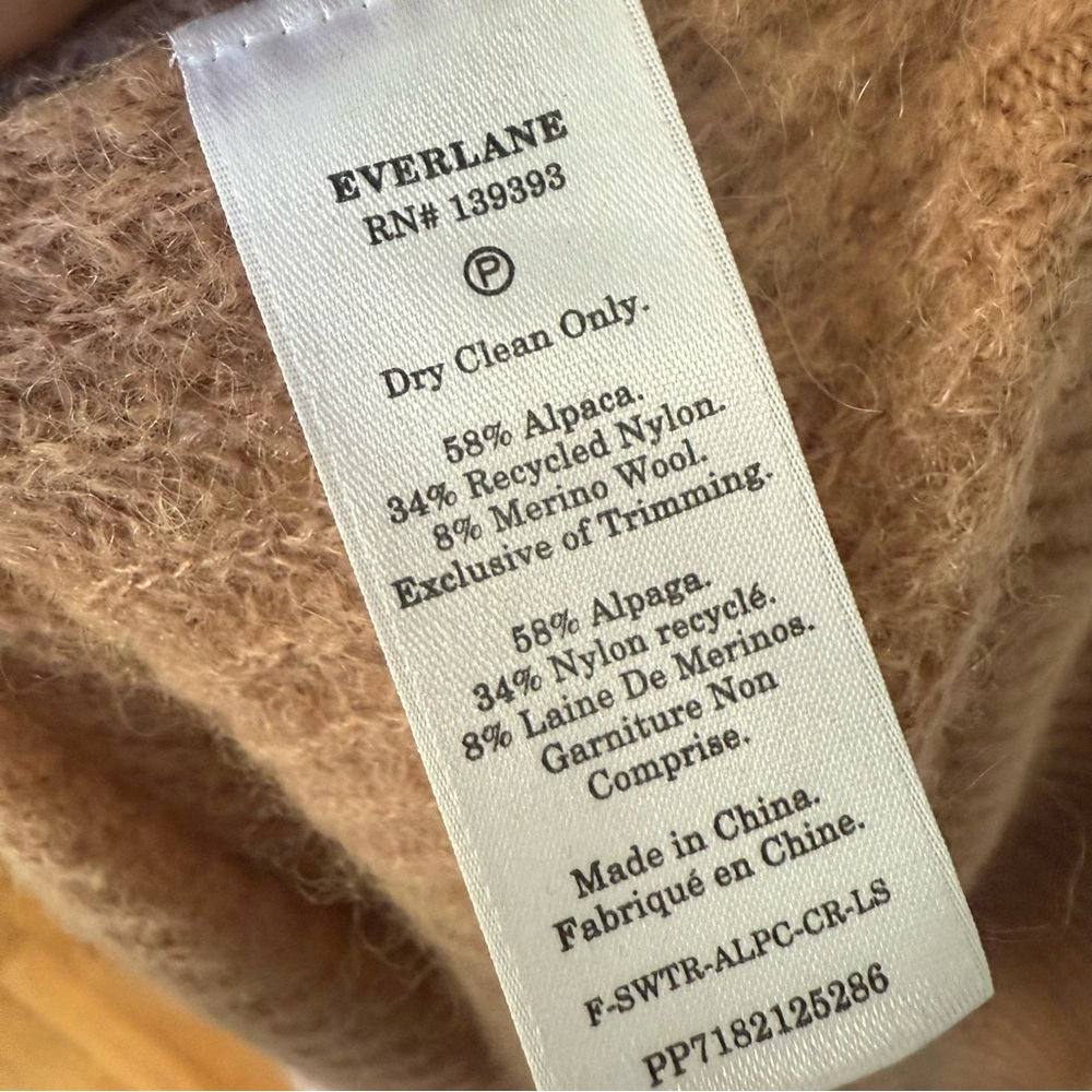 EVERLANE Alpaca & Merino Wool Crewneck Sweater Warm Taupe size XL - Picture 5 of 5